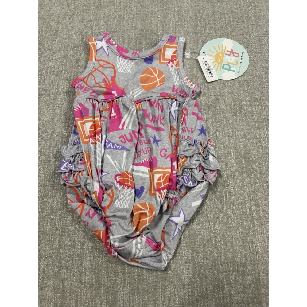 NEW Little Sleepies Purple Slam Dunk Bubble Romper Size 0-3 Months Basketball